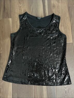 Covington Black Sequin Scoop Neck Tank